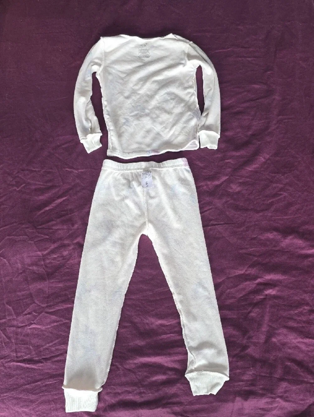 NWOT Girls White Unicorn Print Pajama Set - Fleece Lined Long Sleeve Top & Pants